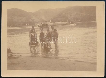 cca 1900 Orsova, fürdőzők, fotó, 8,5×12 cm