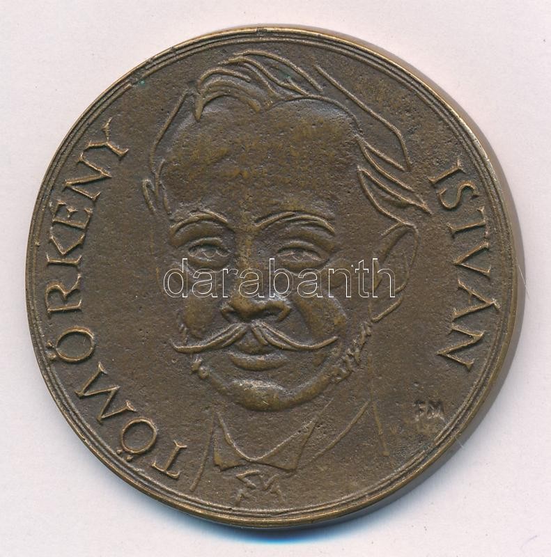 Fritz Mihály (1947-) DN 'Tömörkény István' egyoldalas bronz emlékérem (53mm) T:1- kis patina