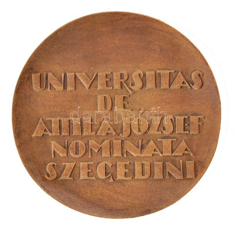DN 'UNIVERSITAS DE ATTILA JÓZSEF NOMINATA SZEGEDINI' kétoldalas bronz emlékérem (83mm) T:1 kis patina - Image 2