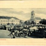 1912 Nagykikinda, Kikinda; Piactér, Schuld Péter üzlete. W.L. Bp. 2122. / market, shops (EK)