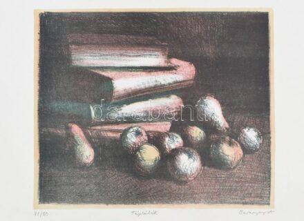 Baranyay András (1938-2016): Táplálék. Litográfia, papír. Jelzett, számozott: 71/80. Lap széle kissé foltos. 37×44,5 cm