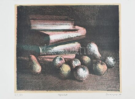 Baranyay András (1938-2016): Táplálék. Litográfia, papír. Jelzett, számozott: 65/80. Lap széle kissé foltos. 37×44,5 cm