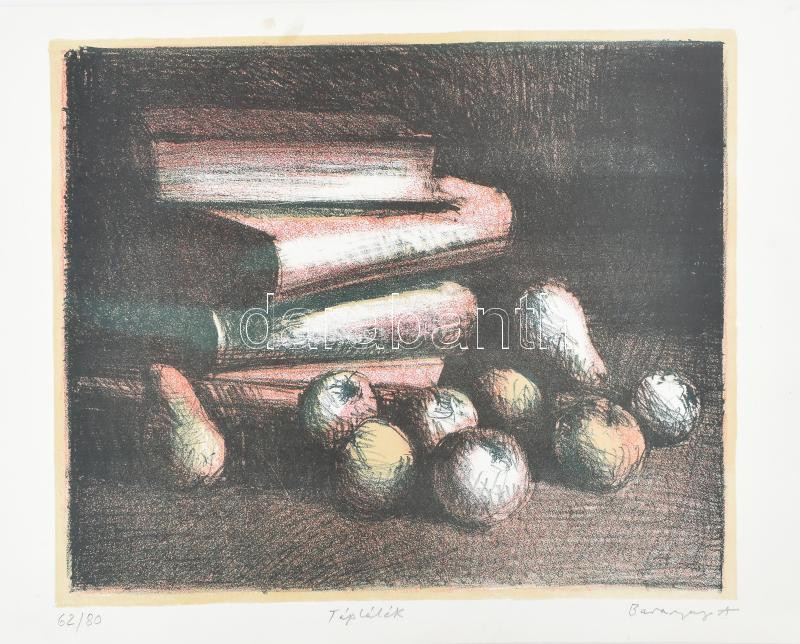 Baranyay András (1938-2016): Táplálék. Litográfia, papír. Jelzett, számozott: 62/80. Lap széle kissé foltos. 37×44,5 cm