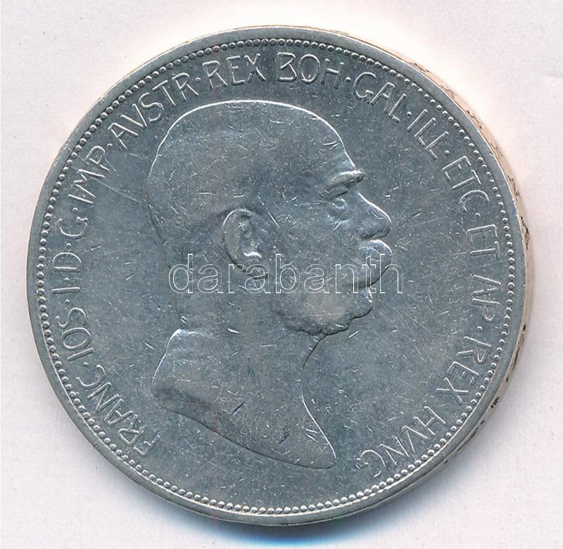 Ausztria 1908. 5K Ag 'Ferenc József - Jubileum' T:2- ph. Austria 1908. 5 Corona Ag 'Franz Joseph - Jubilee' C:VF edge error Krause KM#2809