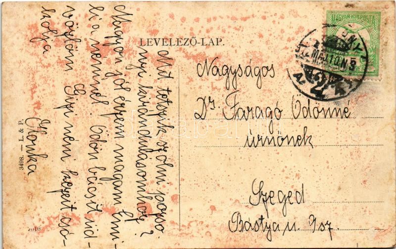 1912 Pozsony, Pressburg, Bratislava; látkép, vár. L&P 3498. / general view, castle (ragasztónyom / glue marks) - Image 2