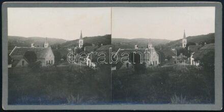 1935 Lovas, látkép, sztereófotó, 9×18 cm