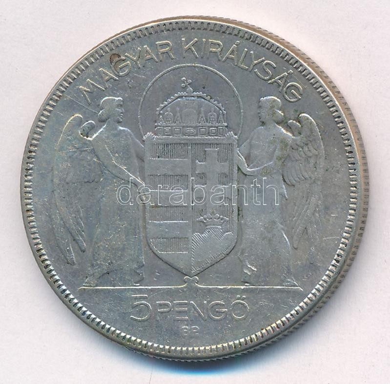 1930. 5P Ag 'Horthy jobbra' T:3 Adamo P8 - Image 2