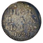 Hollandia 1724. 2S Ag T:2,2- patina, ph. Netherlands 1724. 2 Stuivers Ag C:XF,VF patina, edge error Krause KM#48 - Image 2