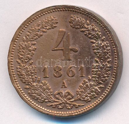 Ausztria 1861A 4kr Cu Bécs T:1-,2 kis ph. Austria 1861A 4 Kreuzer Cu Vienna C:AU,XF small edge error Krause KM#2197