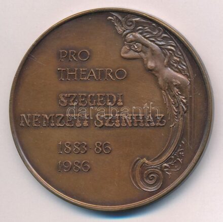 Fritz Mihály (1947-) 1986. 'Pro Theatro - Szegedi Nemzeti Színház 1883/86 - 1986' kétoldalas fém emlékérem (60mm) T:1- kis ph