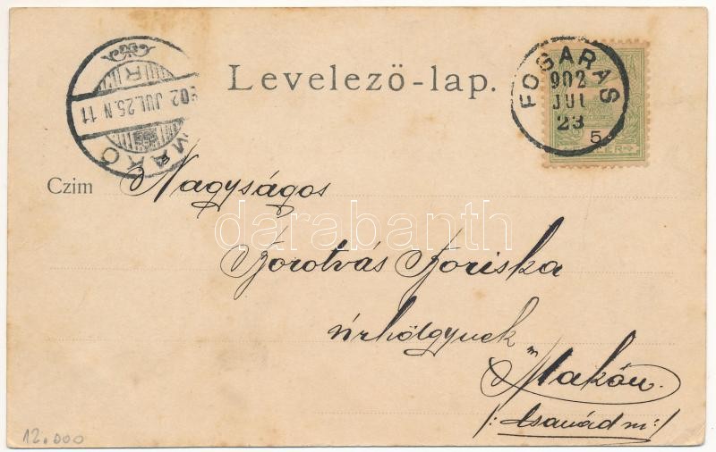 1902 Fogaras, Fagaras; Apaffy (Apafi) fejedelem kastélya a XIV. századból. Thierfeld Dávid kiadása / Schloss des Fürsten Apaffy aus dem XIV. Jahrhundert / castle from the 14th century. Floral (fl) - Image 2