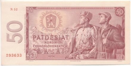 Csehszlovákia 1964. 50K T:II,II- felső szélén vágáshiba Czechoslovakia 1964. 50 Korún C:XF,VF cutting mark on the upper edge