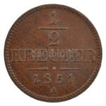 Ausztria 1851A 1/2kr Cu T:1- kis ph. Austria 1851A 1/2 Kreuzer Cu C:AU small edge error Krause KM#2181
