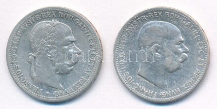 Ausztria 1902-1916. 1K Ag 'Ferenc József' (2xkf) T:3 Austria 1902-1916. 1 Corona Ag 'Franz Joseph' (2xdiff) C:F Krause KM#2804,2820