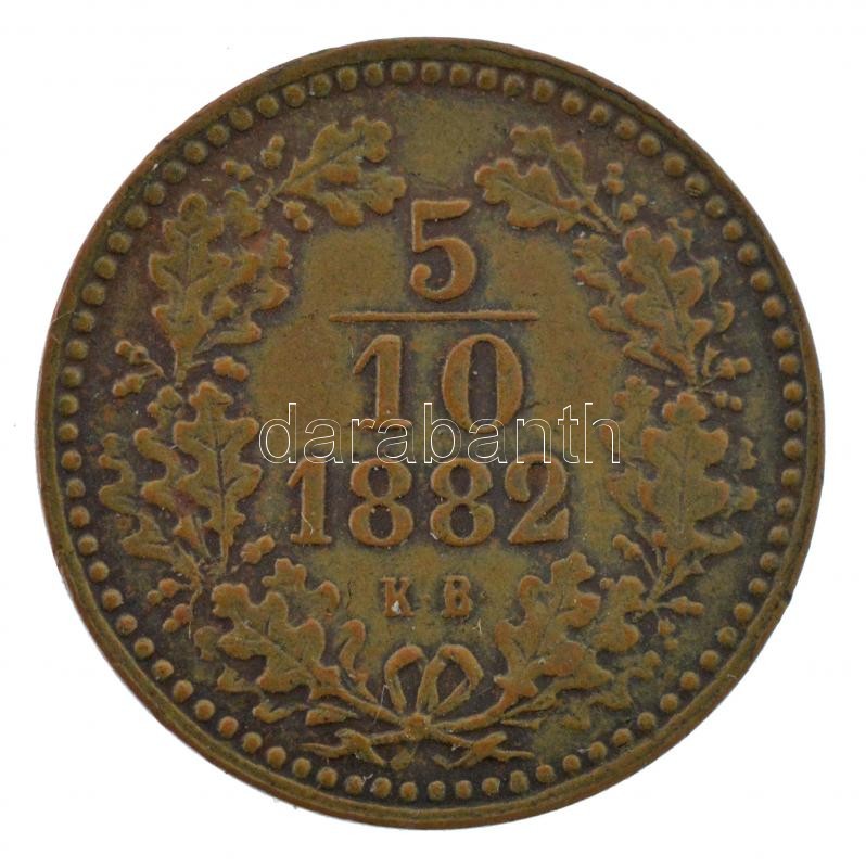 1882KB 5/10kr Cu T:2 patina Hungary 1882KB 5/10 Kreuzer Cu C:VF,F patina Adamo M3.1