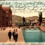 1900 Sarajevo, Quai-Partie / street view, bridge, town hall