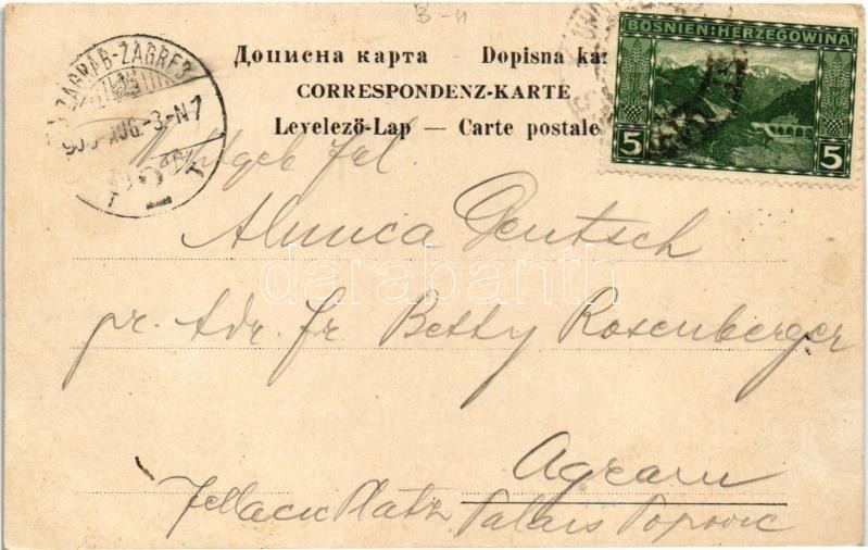 1900 Sarajevo, Quai-Partie / street view, bridge, town hall - Image 2
