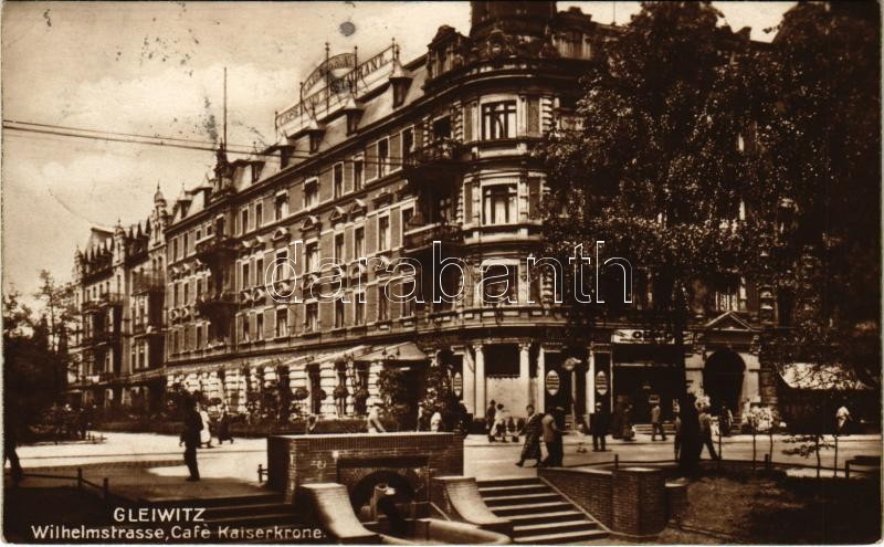 1936 Gliwice, Gleiwitz; Wilhelmstrasse, Café Kaiserkrone / street view, café (EK)
