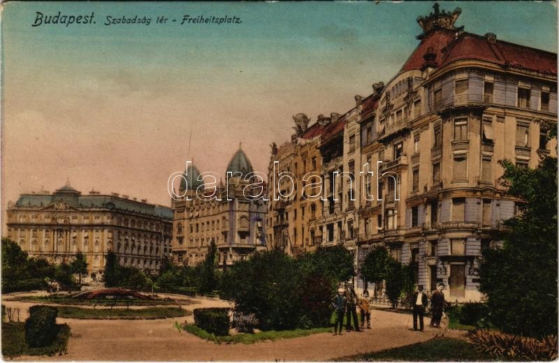 Budapest V. Szabadság tér, Kanitz Ignác és Fia üzlete, az Amerikai Nagykövetség épülete (ázott sarok / wet corner)