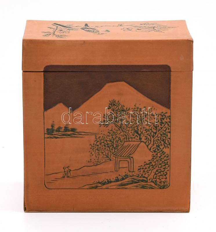 Kínai fa dobozka (kártyatartó), 9x8,5x4,5 cm / Chinese wooden box (card holder) - Image 3