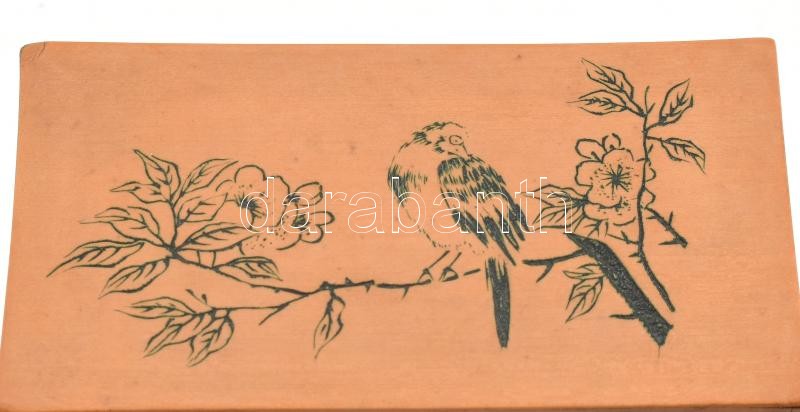 Kínai fa dobozka (kártyatartó), 9x8,5x4,5 cm / Chinese wooden box (card holder) - Image 4
