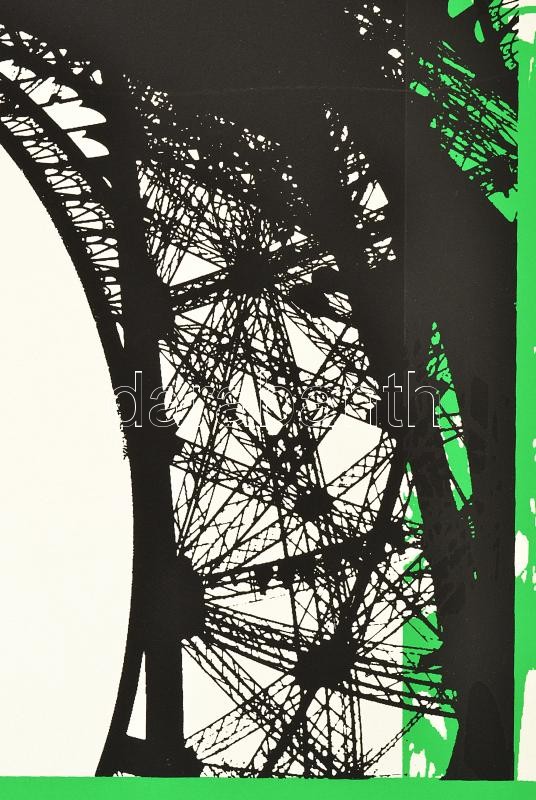 Hervé, Rodolf (1957-2000): Eiffel-torony. Szitanyomat, papír, jelzett, művészpéldány E.A.. 35x24,5 cm. Lap tetején egészen apró szakadással. / Hervé, Rodolf (1957-2000): Eiffel-tower. Screenprint on paper, signed, E.A. artist's proof, - Image 3