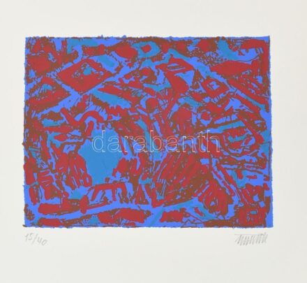 Németh János (1936-): Kompozíció. Szitanyomat, papír, jelzett, számozott (15/40), 15,5x20 cm