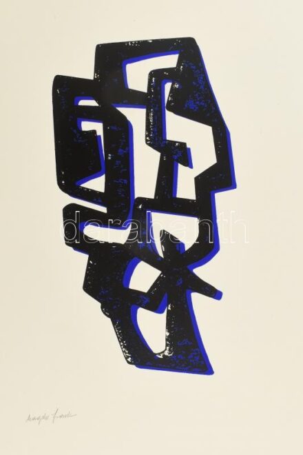 Frank Magda (1914-1997): Kompozíció. Szitanyomat, papír, jelzett, 33×17 cm / screenprint on paper, signed