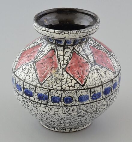 Retró váza, etikettel jelzett, hibátlan, m: 15 cm