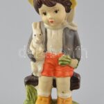 Német retró figura, etikettel jelzett, kopásnyomokkal, m: 13 cm