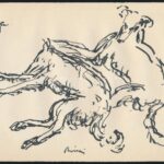 Rippl-Rónai József (1861-1927): Olga. Cinkográfia, papír, jelzett a cinkográfián, a lap szélén apró lyukkal, 17,5x24,5 cm