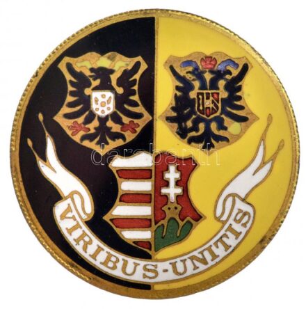 Osztrák-Magyar Monarchia ~1914. 'Viribus Unitis' zománcozott propagandajelvény (30mm) T:1- Austro-Hungarian Monarchy ~1914. 'Viribus Unitis' enamelled propaganda badge (30mm) C:AU