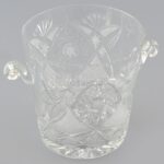 Kristály jegesvödör, gazdagon metszett, csiszolt, hibátlan, m: 15,5 cm, d: 15 cm