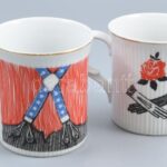 2 db retró csehszlovák porcelán bögre, jelzett, hibátlan, m: 9,5 cm