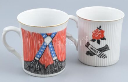 2 db retró csehszlovák porcelán bögre, jelzett, hibátlan, m: 9,5 cm