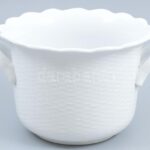 Herendi fehér mázas kaspó, hibátlan, jelzett, m: 13 cm, d: 22 cm