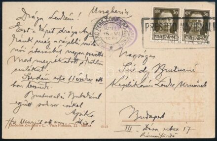 1936 Kézdi-Kovács László (1864-1942) festőművész, műkritikus autográf sorai lányához, Kézdi-Kovács Lenkéhez, vejéhez, Sárdy Brutus (1892-1970) festőművész, restaurátorhoz és unokájához, Sárdy Lóránt (1931-2014) későbbi