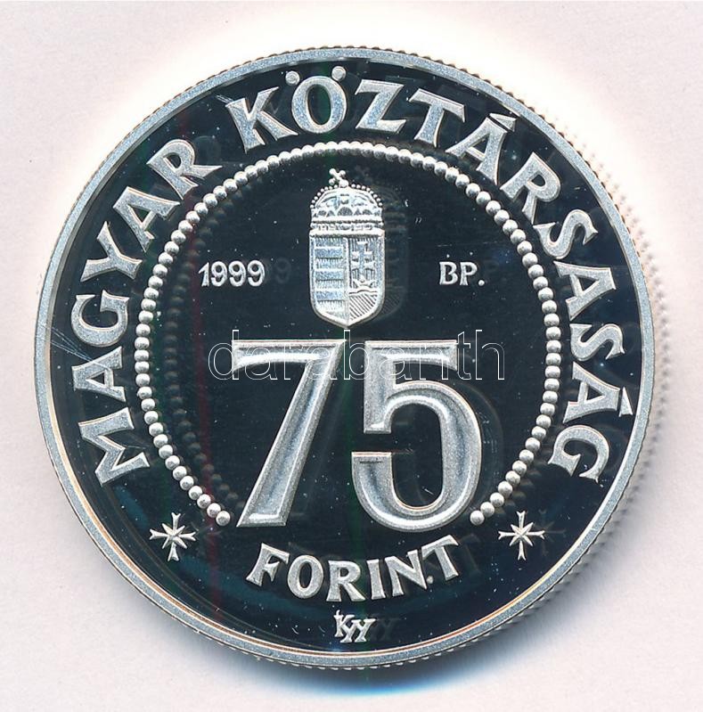 1999. 75Ft Ag '75 éves a Magyar Nemzeti Bank' kapszulában, tanúsítvánnyal T:PP Adamo EM158