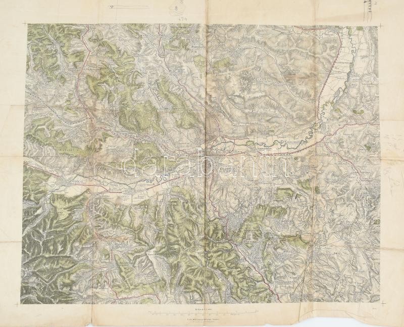 cca 1913 Kassa és Kolozsvár környékének térképei. 62x52 cm Kissé sérült - Image 2