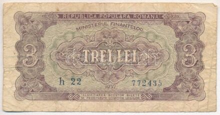 Románia 1952. 3L T:III- Romania 1952. 3 Lei C:VG