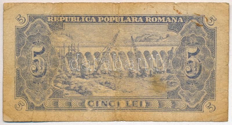 Románia 1952. 5L T:III- Romania 1952. 5 Lei C:VG - Image 2