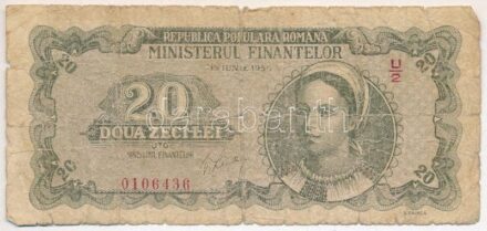 Románia 1950. 20L T:IV Romania 1950. 20 Lei C:G Krause P#84