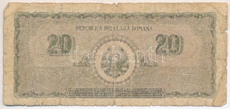 Románia 1950. 20L T:IV Romania 1950. 20 Lei C:G Krause P#84 - Image 2