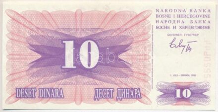 Bosznia Hercegovina 1992. 10D 'BG 82220644' T:I Bosnia and Herzegovina 1992. 10 Dinara 'BG 82220644' C:UNC Krause P#10