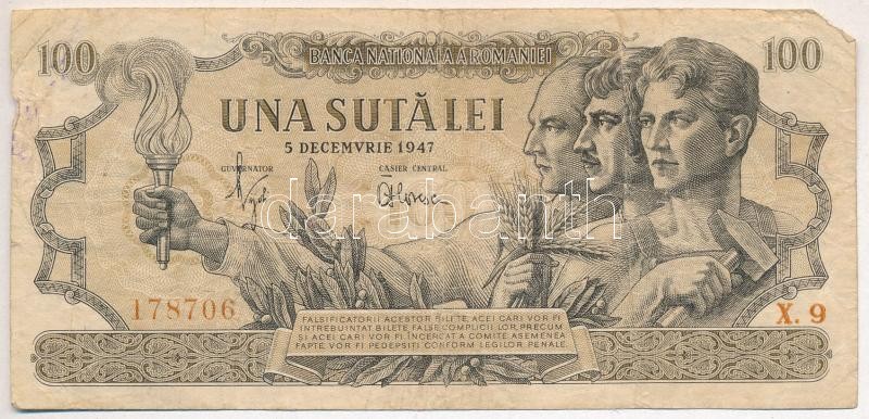 Románia 1947. 100L T:IV Romania 1947. 100 Lei C:G Krause 62
