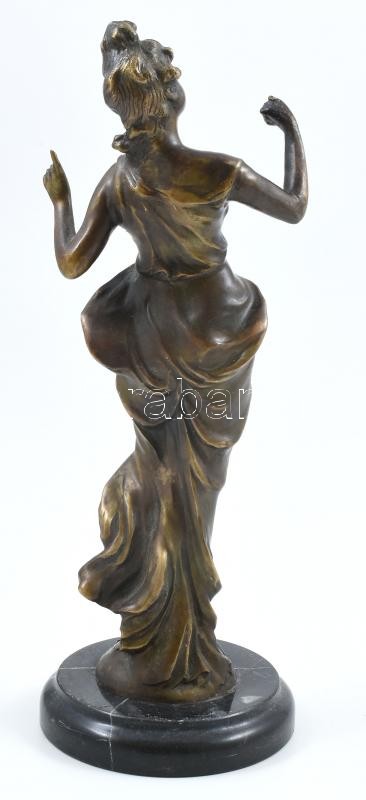 Olvashatatlan jelzéssel: Nő. Öntött, patinázott bronz, hiányos, tükör letört, m: 27 cm - Image 3