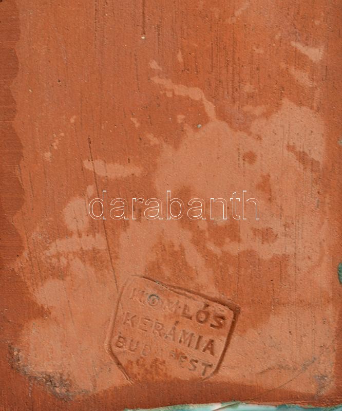 Komlós testvérek Budapest: Favágó fiú. Mázas kerámia jelzett, csorba. m: 25,5 cm - Image 3