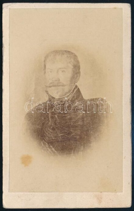 1864 Mumoki Várjon János (1772-1827), keményhátú fotó, hátoldalon feliratozva, foltos, 10×6 cm