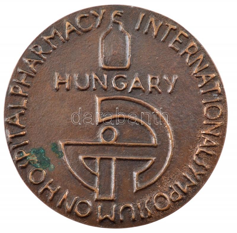 Gömbös László (1926-) 1982. 'Nemzetközi Gyógyszerészeti Szimpózium Kőszeg 1982' öntött bronz emlékérem (76mm) T:1- kis patina Hungary 1982. 'International Symposium on Hospital Pharmacy Kőszeg 1982' cast bronze commemorative medal. - Image 2