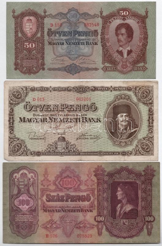 1930-1945. 5P-100P (7xklf) T:III,III- közte szép papír, folt, kis szakadás, fakult nyomat - Image 3